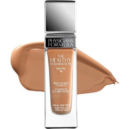 Physicians Formula The Healthy Foundation SPF 20 Long-wearing Foundation with Lightweight Medium Coverage Brightening Complex Hyaluronic Acid Vitamin AC & E Antioxidant Blend MW2 Medium Warm 2