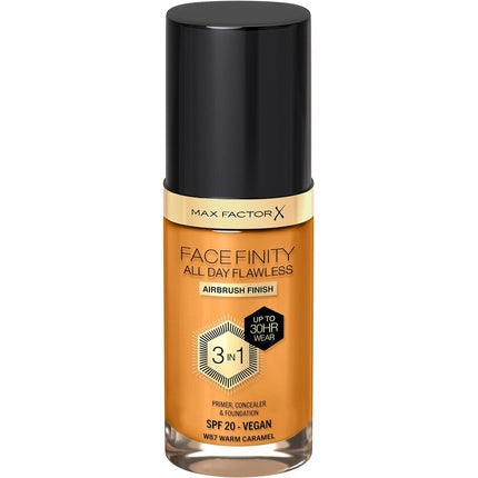 Max Factor Facefinity All Day Flawless 3 in 1 Liquid Foundation SPF 20 087 Warm Caramel 30ml