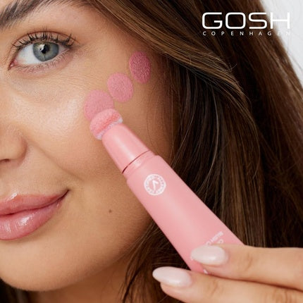 GOSH Cream BLUSH-UP Matte Blush Stick for Defined Facial Features and Smooth Blending Liquid Blush with Built-in Sponge On-the-Go Perfume Free Allergy-Certified Vegan 002 Dusty Rose
