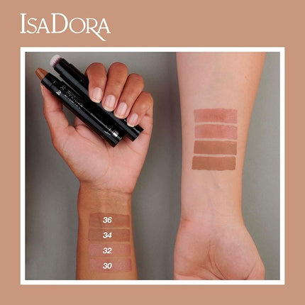 IsaDora Stick'n Brush Contouring Stick with Brush Matte Natural Contour 2-in-1 Cream Contour Stick and Contour Brush Warm Mocha