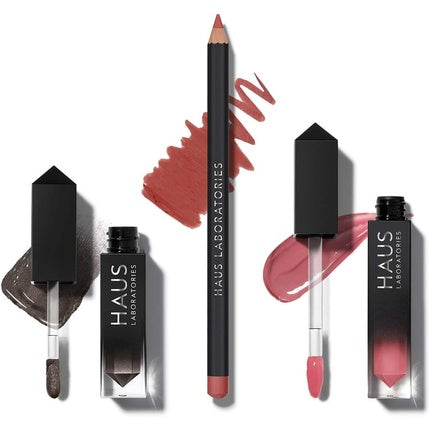 HAUS LABORATORIES By Lady Gaga: HAUS OF COLLECTIONS Makeup Kit with Bag, Liquid Eyeshadow, Lip Liner Pencil, and Lip Gloss Vegan & Cruelty-Free 3-Piece Value Set HAUS of Metalhead