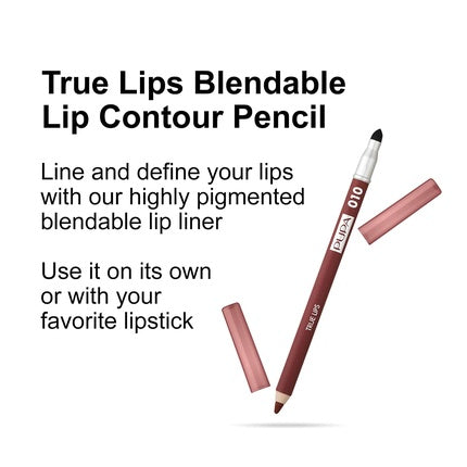 Pupa Milano True Lips Blendable Lip Liner Dual-Ended Matte Lining Color and Brush 010 Burnt Sienna 0.042oz