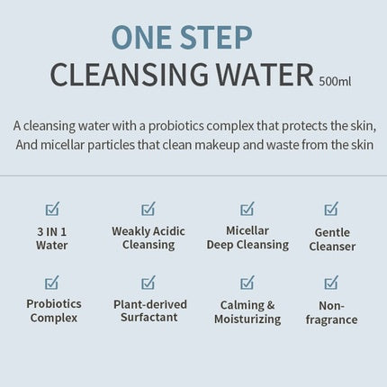 MIZON Micellar Cleansing Water with Probiotics Facial Cleanser Makeup Remover Natural Ingredients for Sensitive Skin 16.9 fl oz