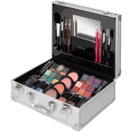 Technic 28 Piece Professional Makeup and Cosmetics Train Case with Carry and Storage