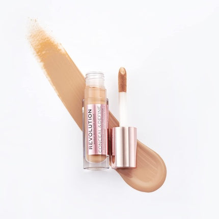 Makeup Revolution Conceal and Define Concealer Full Coverage Matte Finish C10.2 for Medium/Tan Skin Tones Vegan Cruelty-Free 0.7 Fl Oz