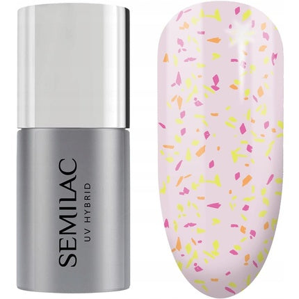 T26 Semilac UV Nail Polish Top No Wipe Matte Peach Galaxy 7ml