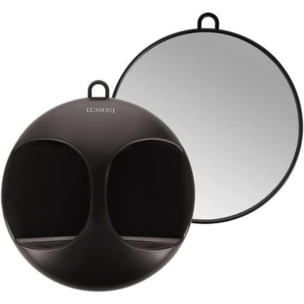 T4B LUSSONI Black Wide Practical and Professional Hairdressing Hand Mirror 29cm for Salons Barbers Beauticians for Men and Women