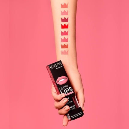 Eveline Oh My Lips Liquid Matte Lipstick & Contour Lip Liner 4.5ml In 08 Lovely Rose