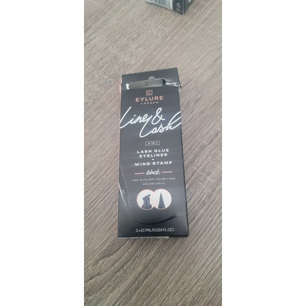 Eylure Line & Lash 3-in-1 Eyelash Glue, Eyeliner, and Wing Stamp Black - Open Box