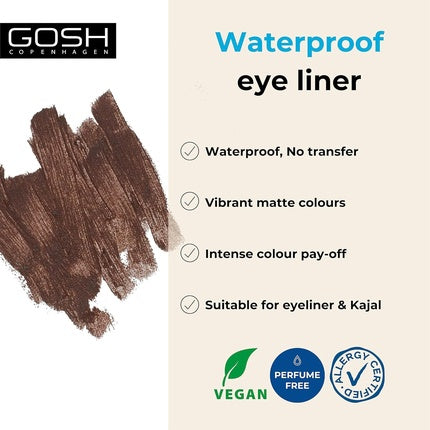 GOSH Neon Blue Eyeliner Matte Waterproof Pencil Soft Creamy Easy Application Highly Pigmented Eye Longlasting Transferproof Vegan Perfume-free 1.2g