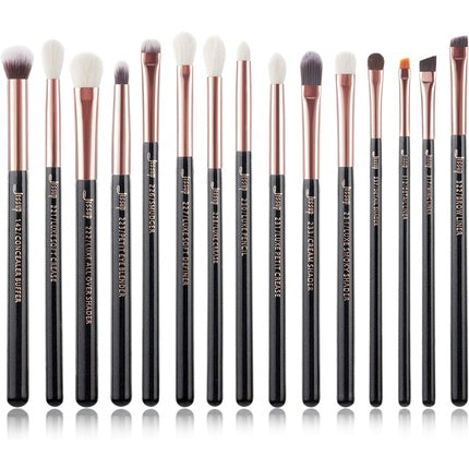 Jessup Professional Eye Makeup Brushes Set 15Pcs Eyeshadow Blending Concealer Eyebrow Eyeliner Shader Brush with Labeled Black Rose Gold T157 Rose Gold Pearl Black