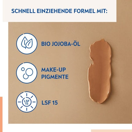 NIVEA 5 IN 1 Day Care BB 24h Moisture SPF 15 Tinted Cream for Medium to Dark Skin Types with Organic Jojoba Oil and Makeup Pigments