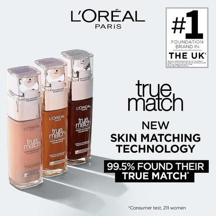 L'Oreal Paris True Match Liquid Foundation Skincare Infused with Hyaluronic Acid SPF 17 0.5N Porcelain 30ml