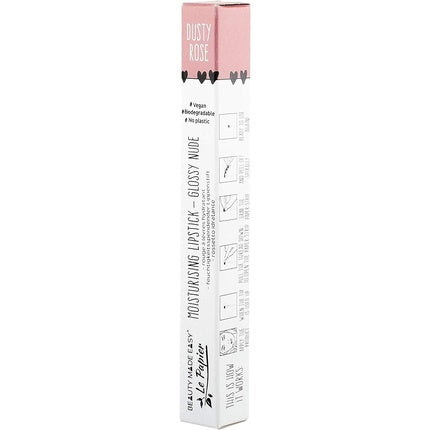 Beauty Made Easy Le Papier Dark Nude Moisturising Vegan Glossy Lipstick Dusty Rose 6g