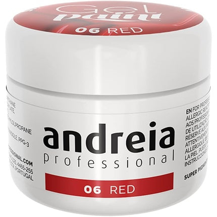Andreia Professional Nail Art Design Gel Paint Pots Highly Pigmented Intense Colour No Flow High Viscosity UV Gel Paint for DIY Manicure Vegan 4g 06 Red