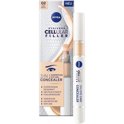 Nivea Hyaluron Cellular Filler 3IN1 Eye Care Concealer Medium 4ml