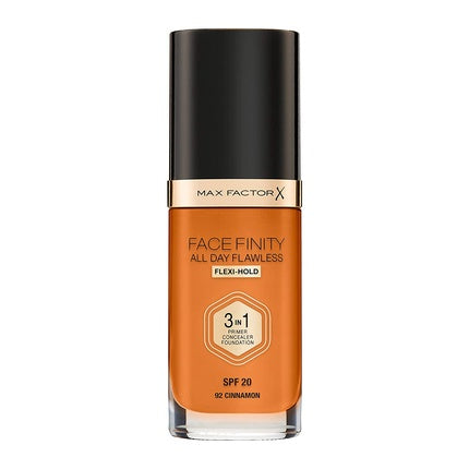 Max Factor Facefinity 3 in 1 All Day Flawless Liquid Foundation with SPF 20 30ml 92 Cinnamon