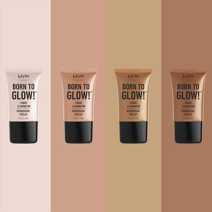 NYX Professional Makeup Born to Glow Liquid Illuminator Sun Goddess 04 - Liquid Shimmer Highlighter and Foundation Base with Vegan Formula