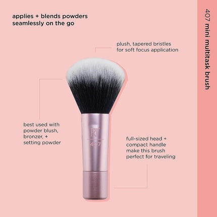 Real Techniques Mini Travel Size Multitask Makeup Brush for Blush, Bronzer or Highlighter