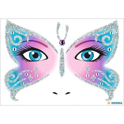 HERMA 15308 Face Art Sticker Butterfly Temporary Tattoos Glitter Face Paint for Carnival Halloween - Colorful