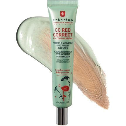 Erborian CC Red Correct with Centella Asiatica Colour Corrector and Anti Redness Cream for Face SPF 25 45ml