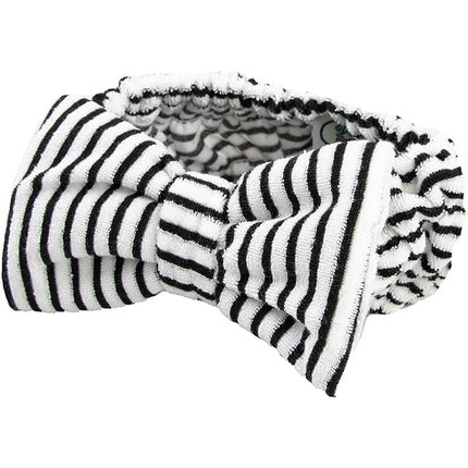 The Vintage Cosmetic Company Ava Makeup Vintage Headband Black Stripe and Bow Design