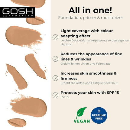 Gosh Bb Cream Foundation Primer Moisturizer All In One Spf15 3 In 1 03 Warm Beige 30ml