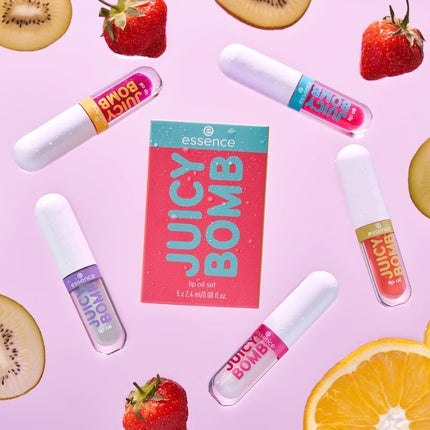 Essence Juicy Bomb Lip Oil Set 01 Lip Care Multicolor Acetone-Free Vegan Gluten-Free - Pack of 5