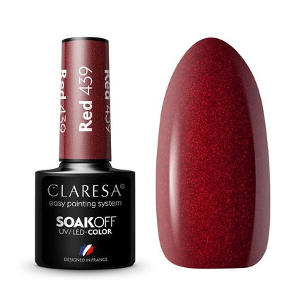 Claresa UV LED Nail Polish Collection Hybrid Manicure Soak Off - Red Color No. 439 5ml