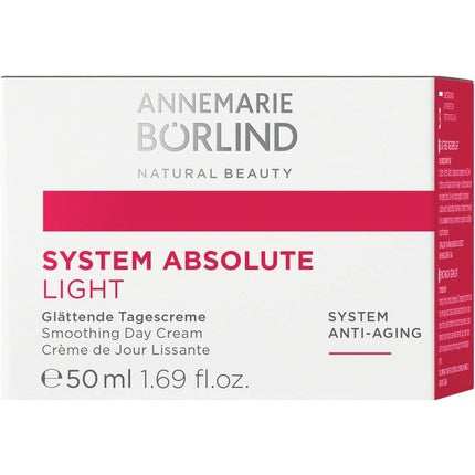 Annemarie Borlind System Absolute Smoothing Day Cream Light 50ml - Activates Collagen and Elastin Production - Ideal Makeup Base with Creamy-Light Texture