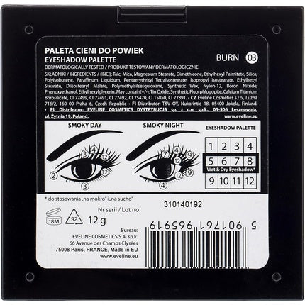 Eveline Cosmetics All In One 12-Color Eyeshadow Palette - Burn