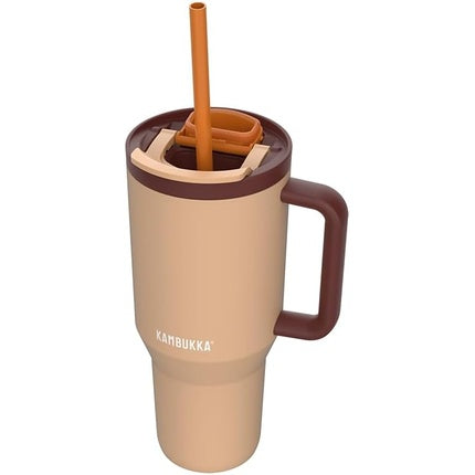 Kambukka Travel Thermo Mug 900ml Beige and Brown with Lid and Handle