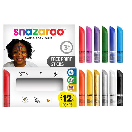 Snazaroo 1172193 Children's Makeup Set with 12 Pens Water-Based Face Paint for Sensitive Skin for Carnival, Halloween
