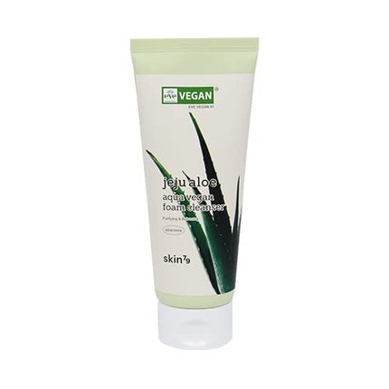 SKIN79 Jeju Aloe Aqua Vegan Foam Cleanser Daily Care for All Skin Types Removes Impurities and Makeup Regenerates 150ml