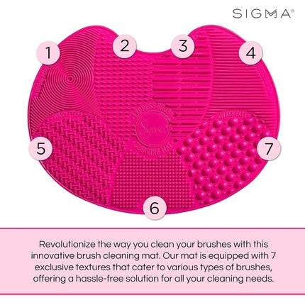 Sigma Beauty Makeup Brush Cleaner Mat - Sigma Spa Express Silicone Makeup Brush Cleaning Mat with Suction Cups for Cleaning Makeup Brushes, Compact Design Fit for Any Travel Makeup Kit Pink