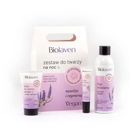 Biolaven Nighttime Essentials Set - 50ml Hydrating Face Cream, 15ml Rejuvenating Eye Cream, 200ml Soothing Micellar Water