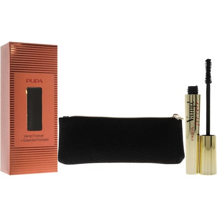 Pupa Milano Vamp! Forever Set for Women 0.30 oz Vamp! All In One Mascara -111 Forever Black with Bag