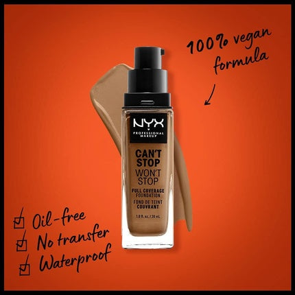 Nyx Can´t Stop Won´t Stop Full Coverage Foundation Nutmeg 30ml
