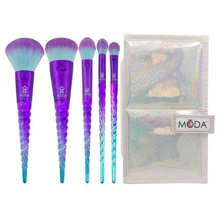 Royal Brush Moda Mythical 6 Piece Cosmetic Makeup Travel Kit Brush Set Celestial Blue