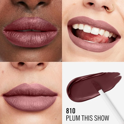 Rimmel London Lasting Mega Matte Liquid Lipstick Long-Lasting Hydrating Vegan Formula 7.4ml 810 Plum This Show