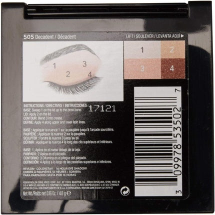 Revlon ColorStay 16 Hour Eyeshadow Quad with Dual-Ended Applicator Brush Longwear Intense Color Smooth Eye Makeup for Day and Night 505 Decadent