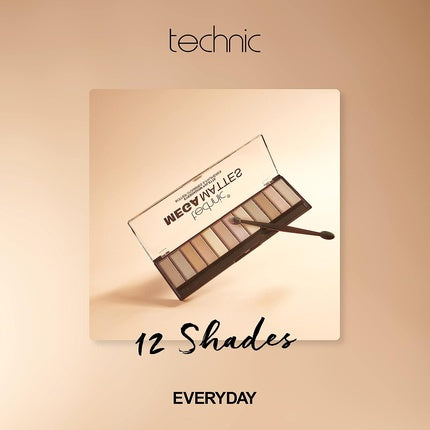 Technic Mega Mattes Nude Eyeshadow Palette 12 Professional Long Lasting Matte Shades for Day or Night