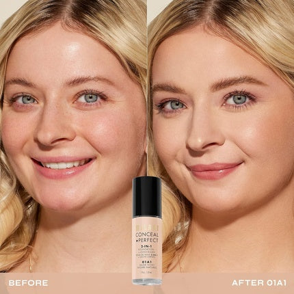 Milani Conceal + Perfect 2-in-1 Foundation + Concealer Nude Ivory 1 Fl. Oz. Cruelty-Free Liquid Foundation