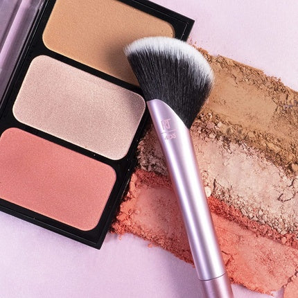 Real Techniques Cheek Rebel Edge Medium Blush & Highlighter Brush Aluminum Pink