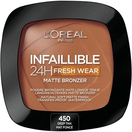 L'Oréal Paris Soft Matte Bronzer Longwear Matte Finish Waterproof and Transfer-proof Infallible 24H 400 450 Deep Tan