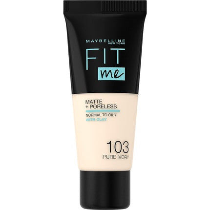 Maybelline Fit Me Foundation Matte and Poreless Full Coverage Blendable for Normal to Oily Skin 30ml 103 Pure Ivory