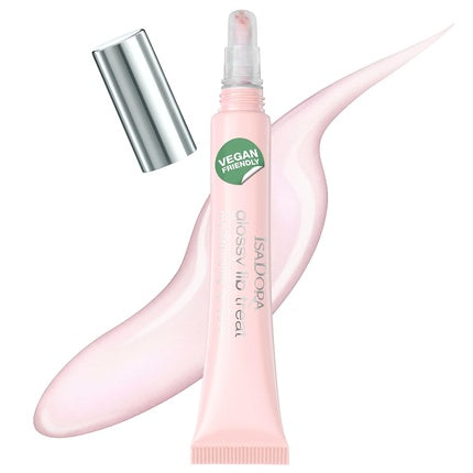 IsaDora Glossy Lip Treat Lip Gloss for Full Lips - Stimulates Collagen Production - Unique Non-Sticky Shine - Vegan with Shea Butter - Clear Sorbet