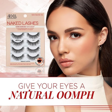 Ardell False Eyelashes Naked Lash 421 Black Subtle Volume and Length Beautiful Soft Lightweight Lashes - Pack of 4