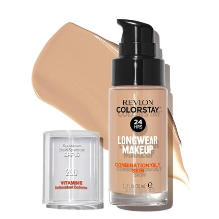 Revlon ColorStay Liquid Foundation for Combination & Oily Skin SPF 15 Medium-Full Coverage with Matte Finish 1.0oz Nude