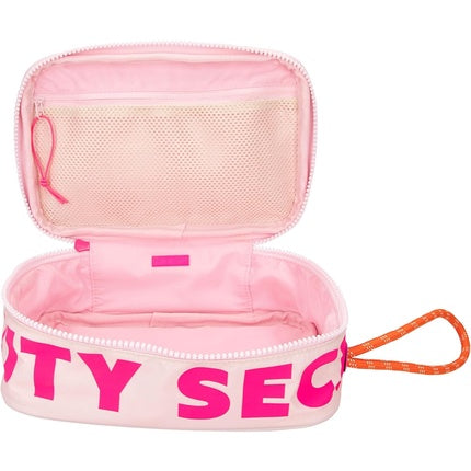 Depesche TOPModel Beauty And Me Folding Cosmetic Bag in Pink Small Bag with Pattern Writing and Inner Compartment Multi-Coloured